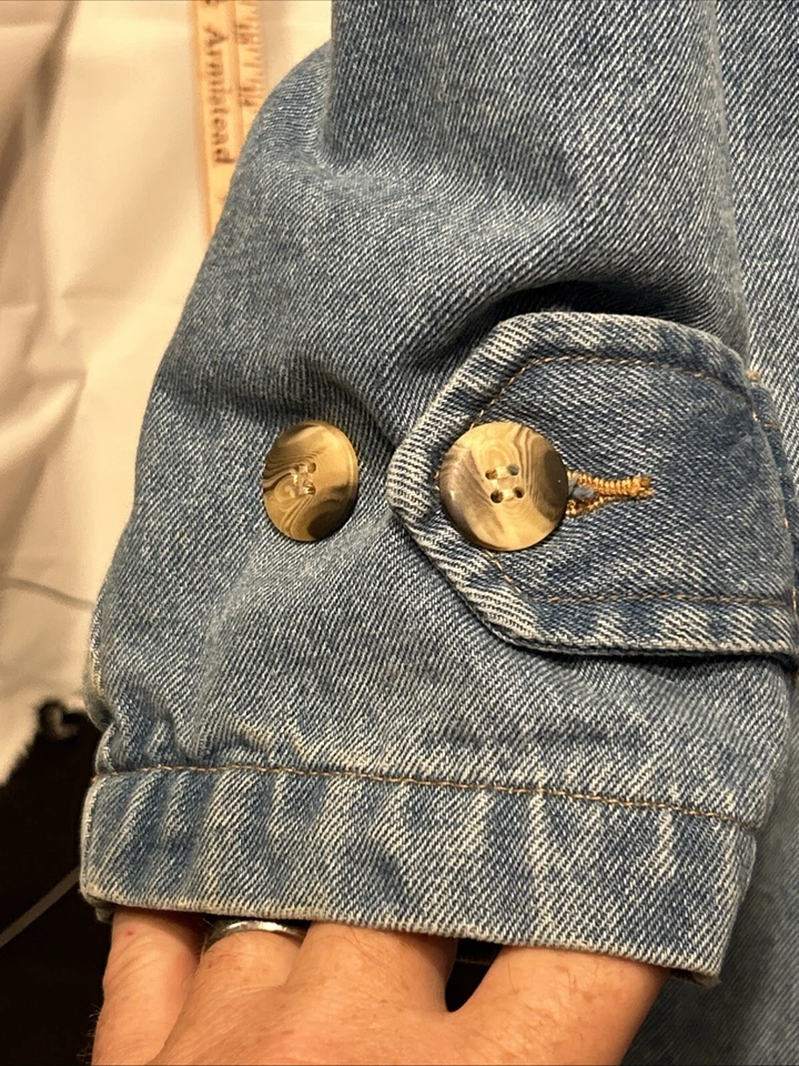 Vintage 90s Denim Trench Coat Duster Retro Grunge Y2K M Accents On Outerwear - Image 3 of 4