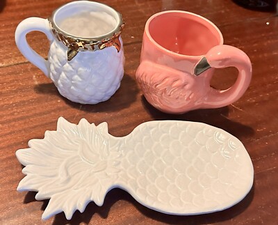 Pineapple Collection Platter And 2 Mugs 3 Piece Set
