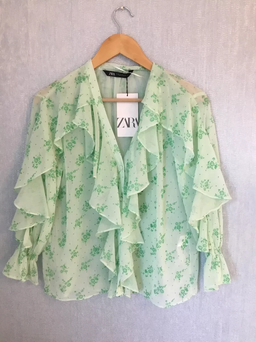 Mint green sales blouse zara