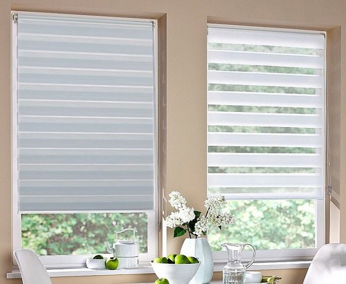 Doppelrollo Streifen Struktur Klemmfix ohne Bohren Rollo Easyfix Vario Seitenzug - Bild 1 von 14