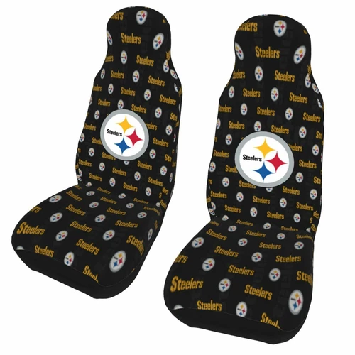 2pcs Car Seat Covers Universal Pittsburgh Steeler Car Front Rear Protectors