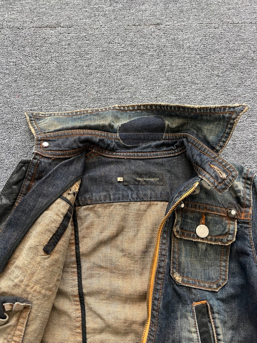 Dsquared2 Runway Denim Leather Jacket 2005 EU 44 Rare HOPE Jesus