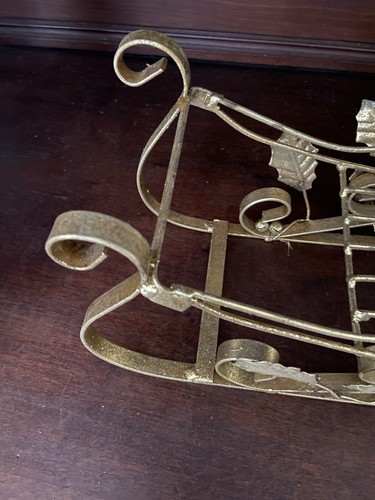 Large 14”x5.5”Gold Metal Decorative Sleigh Table Decor Christmas Holiday - Picture 4 of 6