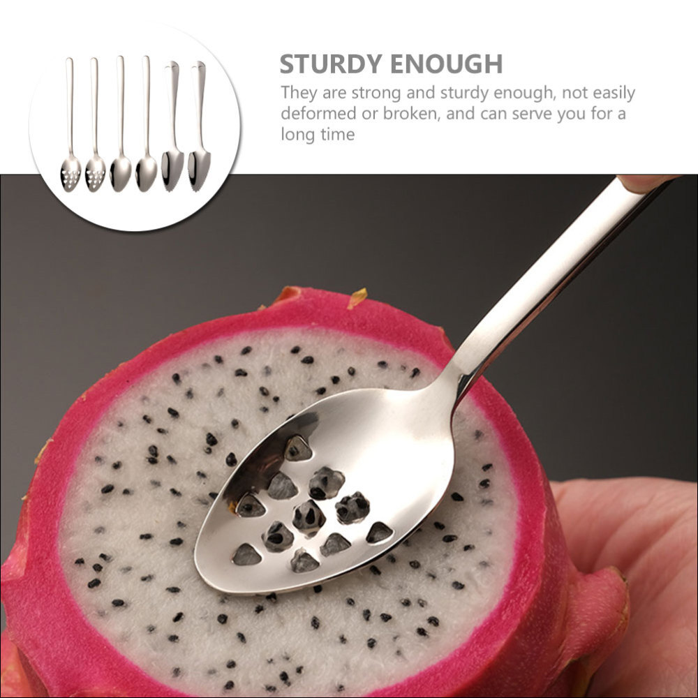 6 Pcs Fruit Dredging Spoon Scraping Slotted Serving Baby Foods Spoons