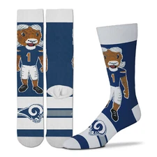 New! Los Angeles LA Rams Rampage Mascot Madness Socks One Size Fits Most Adults