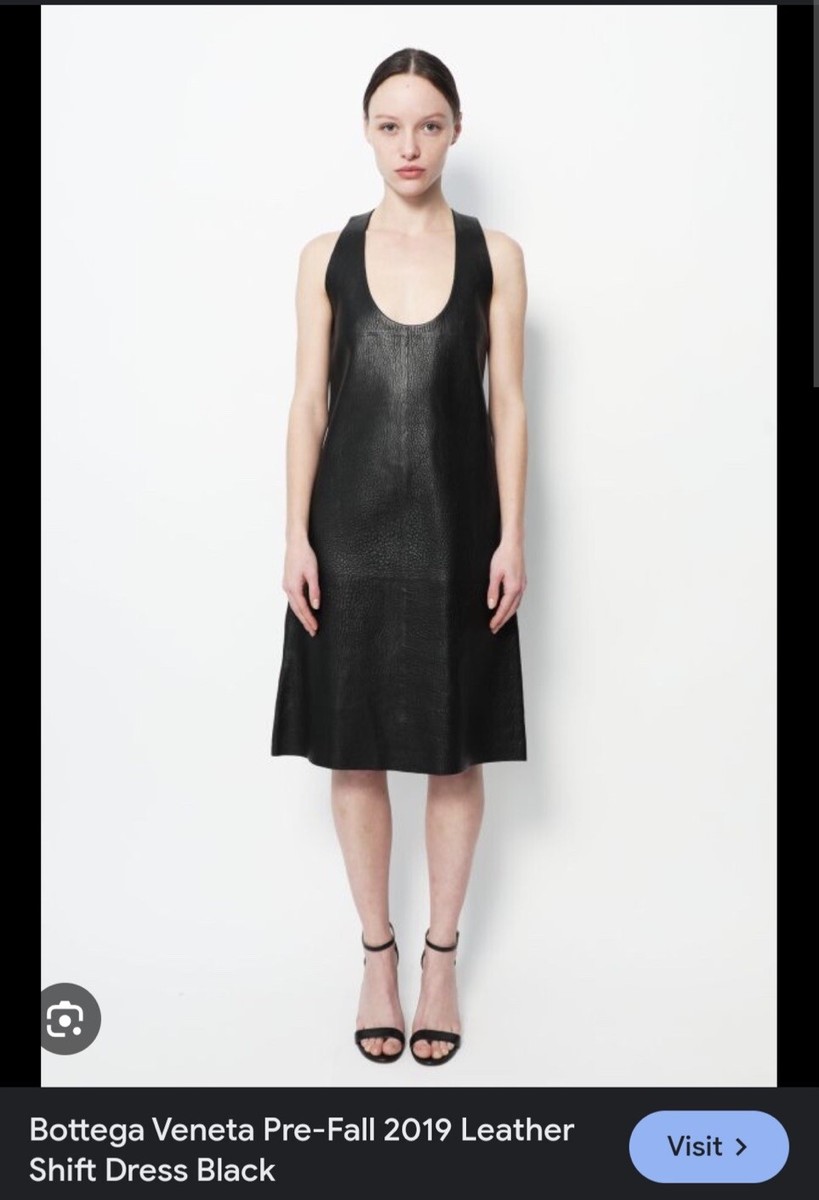 Bottega Veneta Pre Fall 2019 Leather Shift Dress Black
