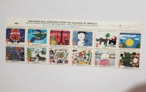 US Christmas Unused Seals- 10 Seals 10 Designs from 1977 (Shipped Folded) - Picture 1 of 1