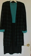 Ladies Sz 10 Black & Emerald Green Dress with Jacket
