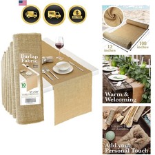 Burlap Table Runners, 12 x 108 Inch - 10 Pack Outdoor Jute Table Runners for ...
