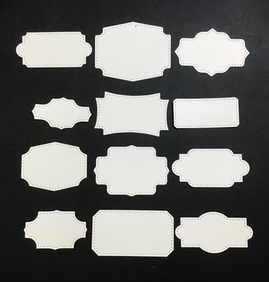 LABELS Borders Book Plates Die Cut Embellishments Set of 12 Designs & Sizes