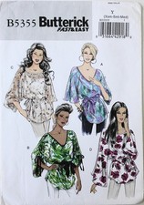 Butterick 5355 Misses Fast & Easy Tops Sash Sewing Pattern Sz 4-14 XS-S-M