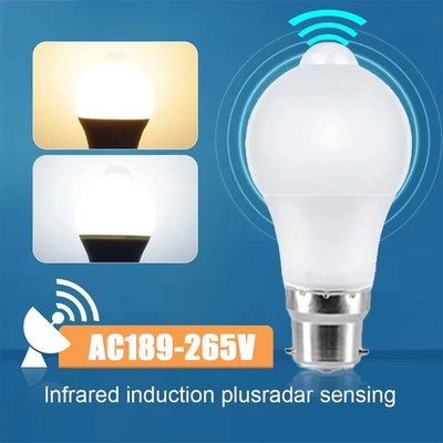 E27 B22 LED Bulb LED Lamp PIR Motion Sensor AC189-265V 6W-20W PIR Sensor Light A