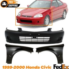 Front Bumper Cover Fender 3 Pc Kit 19992000 Honda Civic Hatchback Sedan Coupe