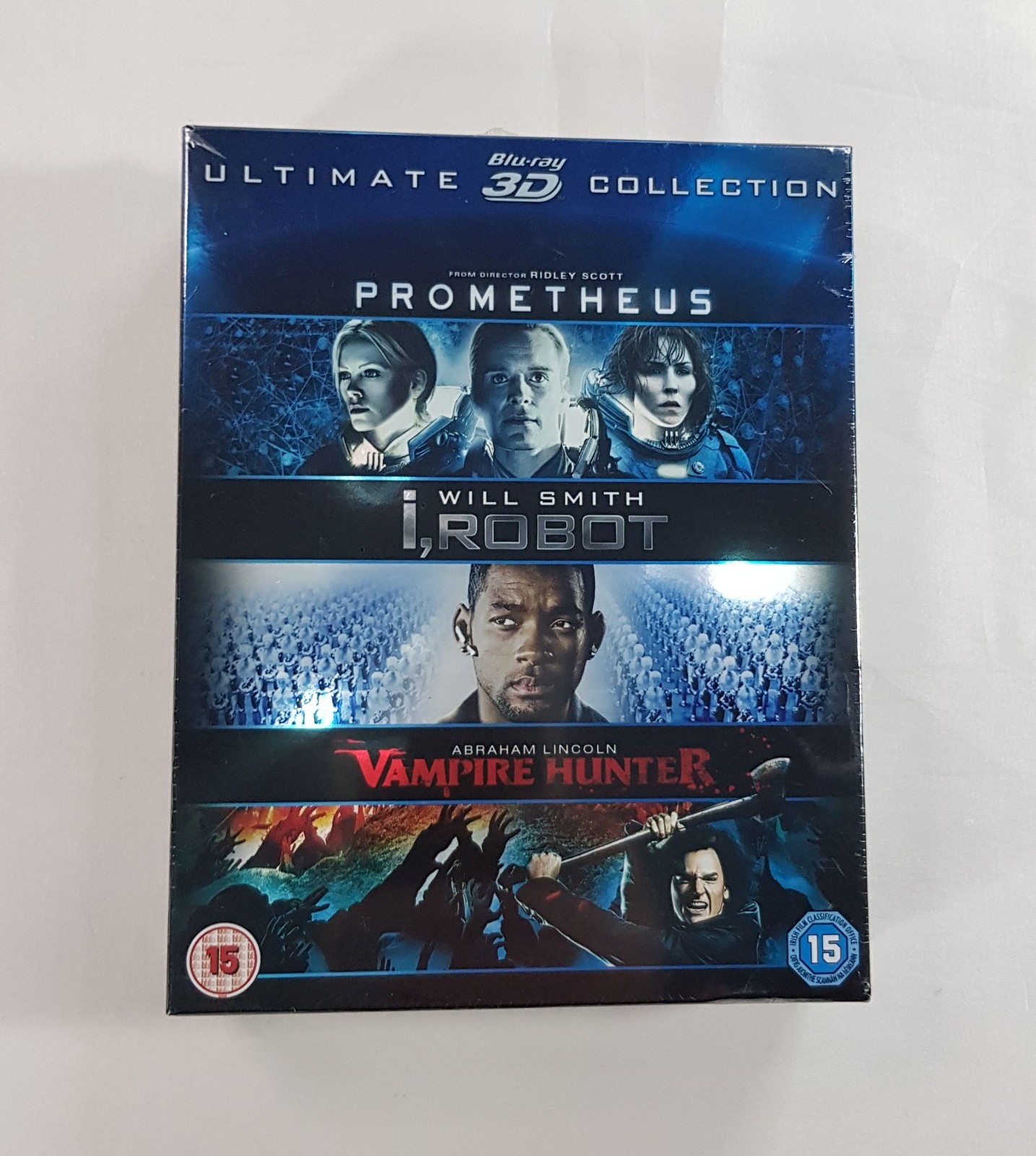 BLUE-RAY 3D PROMETHEUS 3D I ROBOT 3D ABRAHAM LINCOLN 3D BOX SET TRIPLE PACK