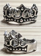 Vintage Designer Hallmarked   Sterling Silver Crown Band Ring, Size 5.5, 5g
