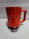 Frankoma C5 "OKIE" Flame Red-orange Stoneware Clay Coffee Mug Cup Minty!