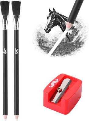 - Detail Eraser Pencil, 2 Pack, Precision Erasers with Brush and Sharpener for A