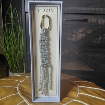 Studio Silver Glitter Bag Charm Key Chain Carabiner Clip Metal Gold