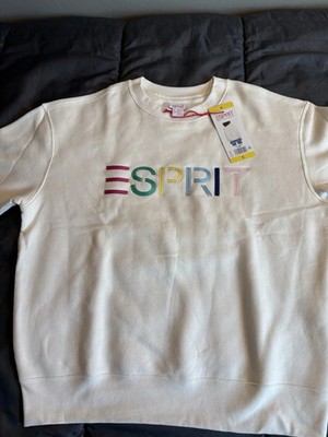 ESPRIT Women's Logo Fleece Costco Crewneck CREAM Size S NWT 80s/90s