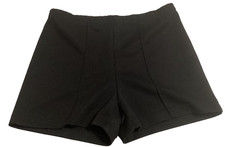 Womens Vintage Black Polyester Shorts 31" Elastic Waist Creased Medium Retro