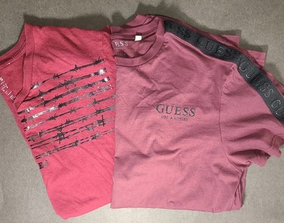 Guess Boys Large T-Shirt Bundle 2 Pack Los Angeles Barb Wire Graphic   EUC