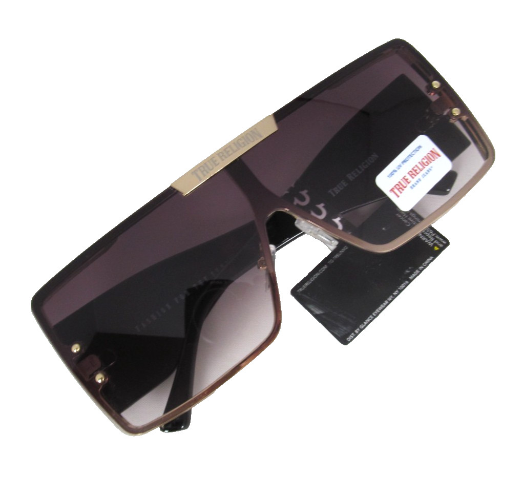 TRUE RELIGION 1pc Lens Oversized Gold Rim Sunglasses Large Symbol Logo thumbnail 9