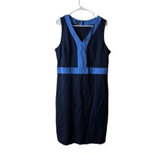 Talbots Navy Blue Sleeveless Sheath Dress Plus Size 16