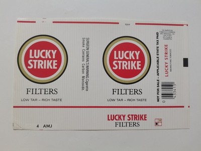 opened empty cigarette soft pack--84 mm-USA-LUCKY STRIKE