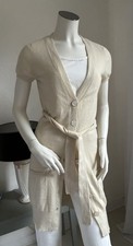 Repeat Long Weste/Cardigan Kurzarm 100% Cashmere Kaschmir 36 creme