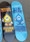World Industries LOT 2 DECKS Solid GOLD Flame Boy 8.25 & Ice Cold WET WILLY 8.25