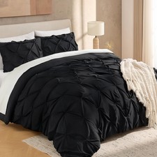 Oversized King Comforter Set Black 120x98 Inch 3 Piece Lightweight Bedding