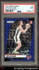 2024 Panini Prizm WNBA Blue Velocity Prizm #22 Caitlin Clark Rookie RC PSA 9