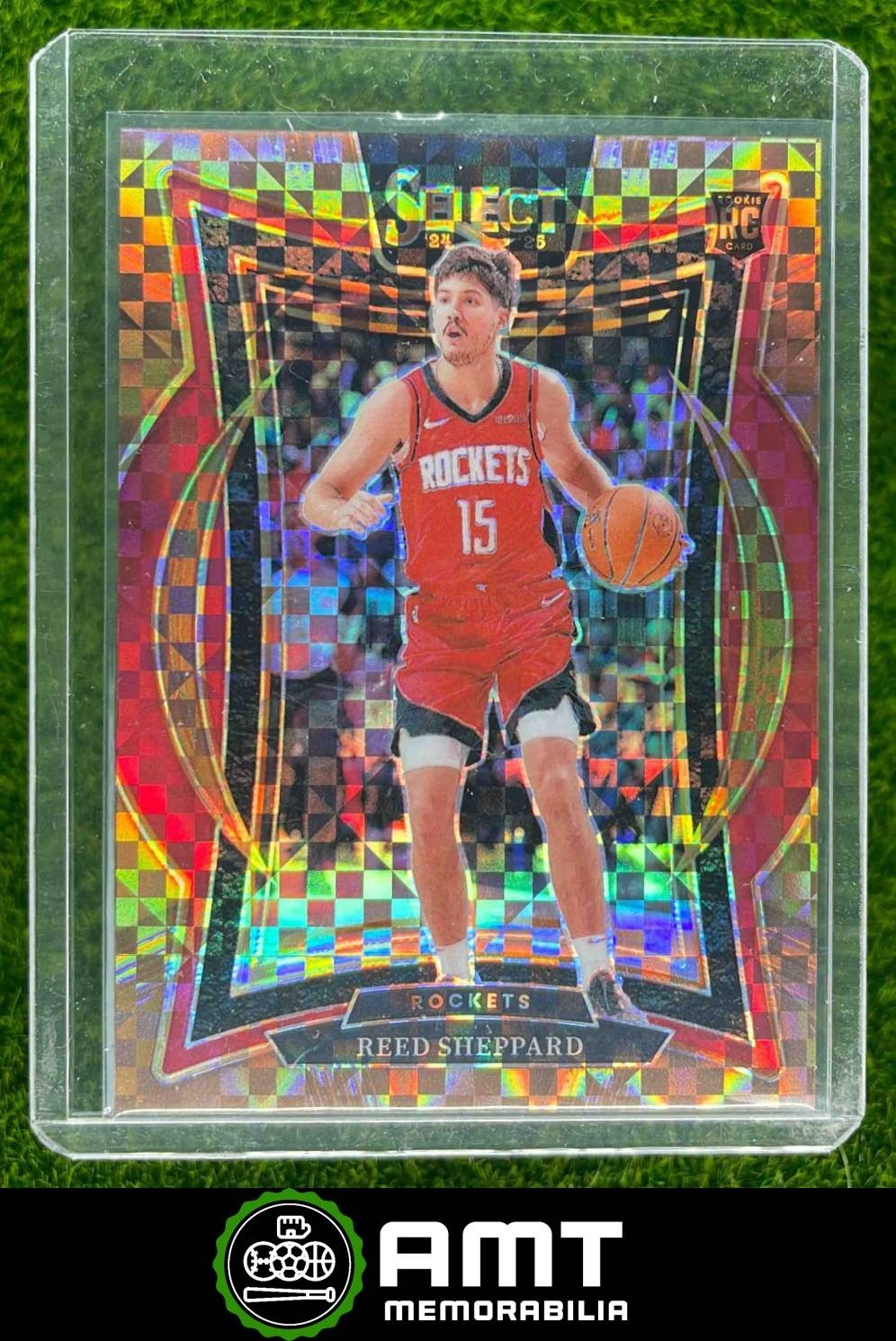 Reed Sheppard RC 2024-25 Panini Select 37/49 Concourse Bronze Checker Rockets 68