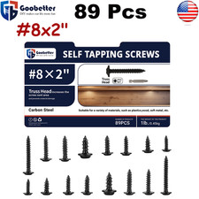 89Pcs Black Wood Screws, 8x2" Phillips Modified Truss Head Wood Assortment Set