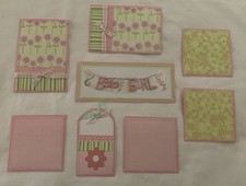 BABY GIRL Premade Scrapbook Page Mat Set SEWN