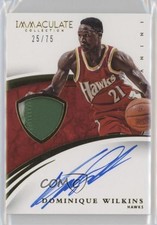 2014-15 Panini Immaculate 25/75 Dominique Wilkins #PA-DW Patch Auto HOF 3f2