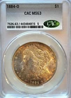 1884-O   CAC MS-63   golden obverse rim toned   Morgan Silver Dollar.   #323.