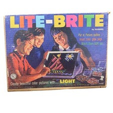Hasbro Lite-Brite 1967 w/ Box Pegs Sheets Paperwork Light Bright Blue 5455 Vtg
