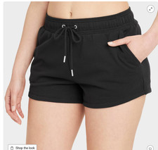 Women's Fleece Shorts Black XS 3" Inseam, Drawstring Waist, Side Pockets NWT