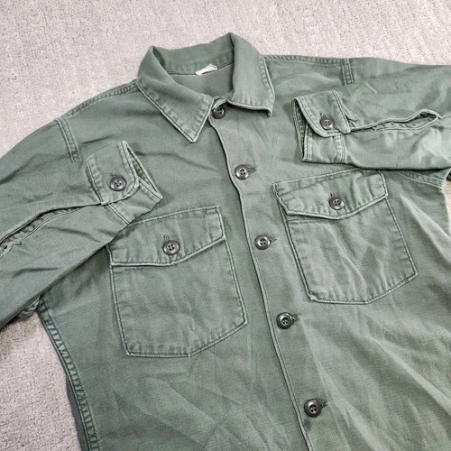 Vintage OG 107 Field Shirt Men 15.5 (M) Sateen Vietnam 60s Fatigue Military