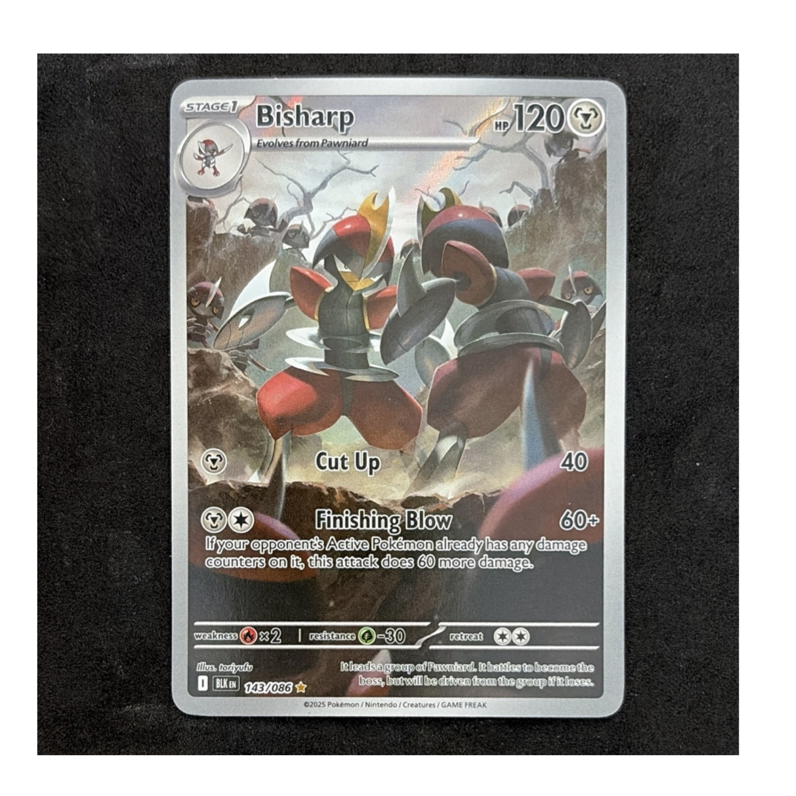 Pokémon TCG Bisharp Sv: Black Bolt 143/086 Illustration Rare Holo Basic HP120