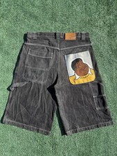 Vintage fat Albert FUBU black jean shorts baggy skater Y2K 90s hip hop waist 38