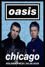 Oasis Chicago Concert Poster – Soldier Field, August 28, 2025