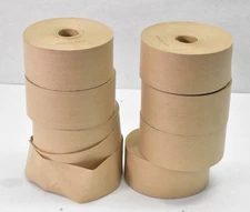 Lot of 8 Kraft Sealing Tape Rolls UNKNOWN LENGTH 3" W x 6-1/4" Dia x 1.5" Cpre