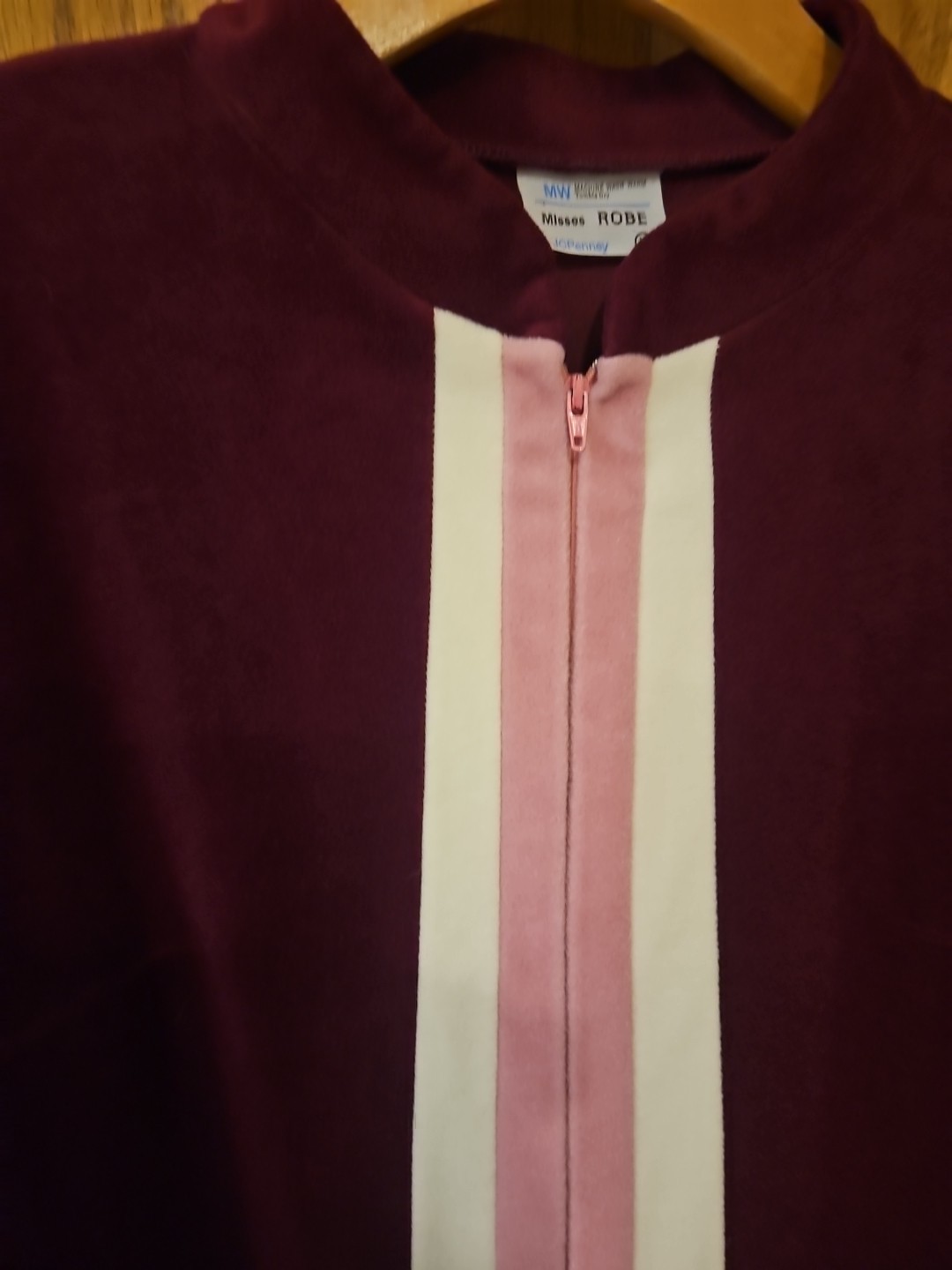 Vintage JCPenney Loungewear Robe M L Velour Zip U… - image 2