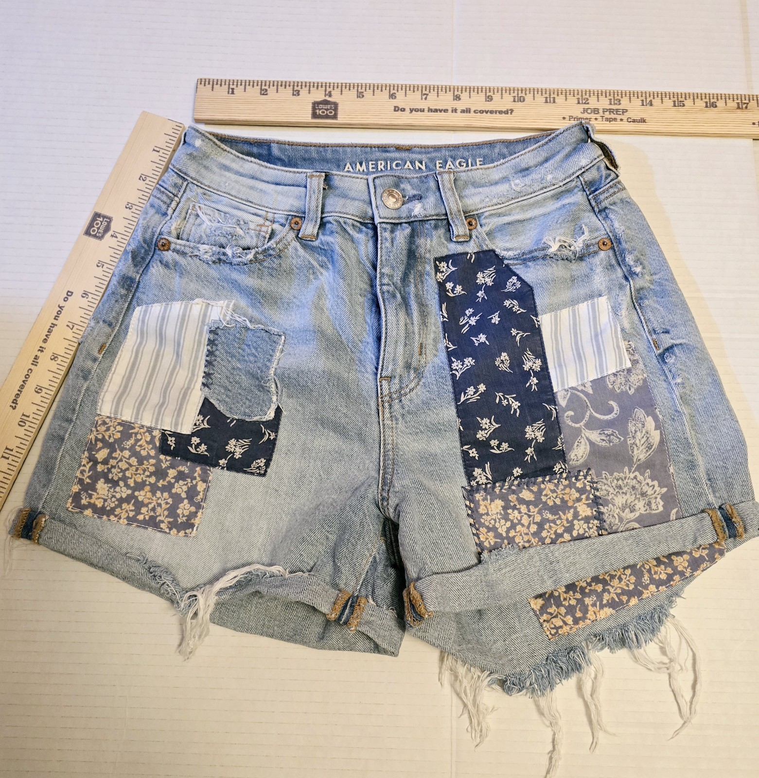 American Eagle Stretch Mom Short Patchwork Denim … - image 5