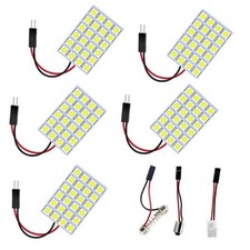 5-Pack White 5050 24SMD Led Panel Dome Light Lamp Auto Car Reading 24SMD-White