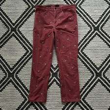 Talbots Embroidered Straight Leg Corduroy Pants Women  s Mallard Ducks Size 8