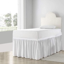 Dorm Room Bed Skirt Twin XL   White 36" Drop, Tailored 100 Cotton Blend Dust