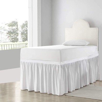 Dorm Room Bed Skirt Twin XL   White 36'' Drop, Tailored 100% Cotton Blend Dust
